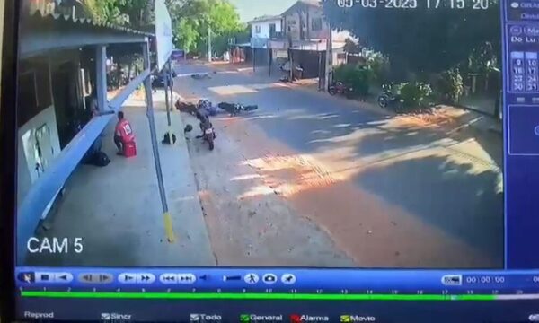 (Video) Choque entre motos en Capiatá causa varios heridos