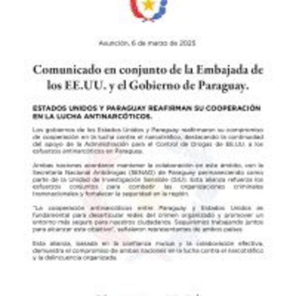 Estados Unidos y Paraguay reafirman su cooperación en la lucha en la antinarcóticos :: Presidencia de la República del Paraguay