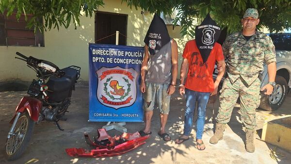 Aprehenden a dos hombres y recuperan motocicleta robada en Horqueta