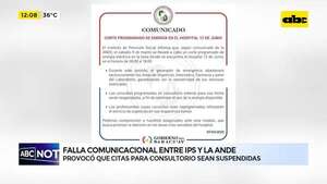 Falla de comunicación entre ANDE e IPS obligó a reagendar citas en la Clínica 12 de Junio - ABC Noticias - ABC Color