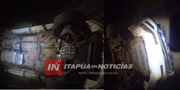 UN HOMBRE PERDIÓ EL CONTROL DE SU CAMIONETA Y VOLCÓ EN SAN PEDRO DEL PNÁ.