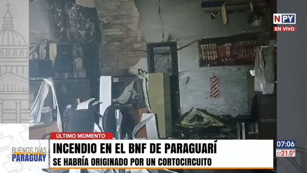 Incendio en sede del BNF en Paraguarí: No hay víctimas tras el siniestro