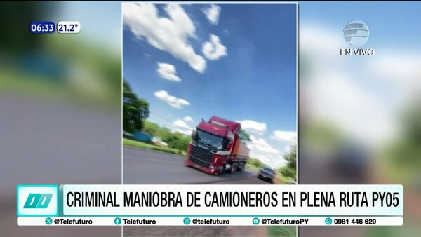 Criminal maniobra de camioneros en plena ruta PY05