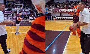 (VIDEO) El pelotero Ronaldo De Jesús probó sus dotes de basquetbolista, ¡atendé cómo le fue!