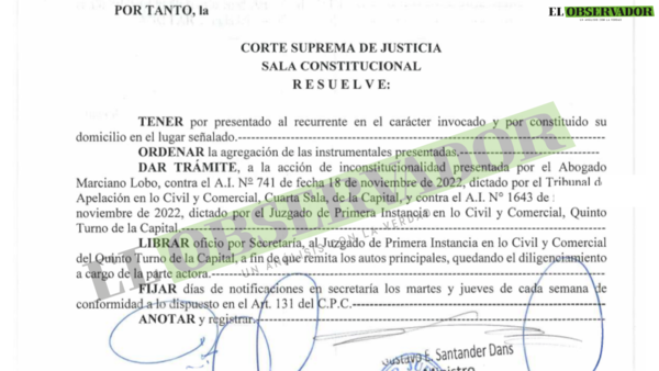 Corte da trámite a acción de inconstitucionalidad presentada por el abogado Marciano Lobo
