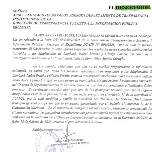 La Corte refiere que informar sobre sumario a juezas es violentar el principio de inocencia