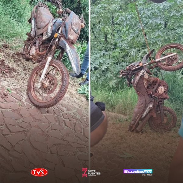 MOTOCICLETA ENTERRADA DESCUBIERTA EN OBLIGADO, ITAPÚA - TVS