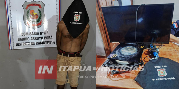 TRAS HURTO APREHENDEN A SOSPECHOSO EN CAMBYRETÁ