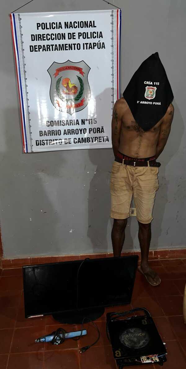 Cambyreta: Detenido con antecedentes por hurto domiciliario y recuperan objetos