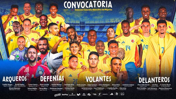 Colombia: James Rodríguez y Luis Díaz convocados ante Paraguay
