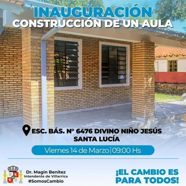 Mañana inauguran nueva aula en Santa Lucía