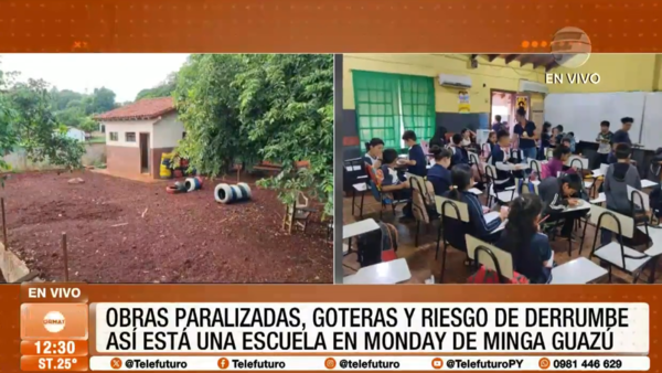 Escuela con riesgo de derrumbe y obras paralizadas en Minga Guazú