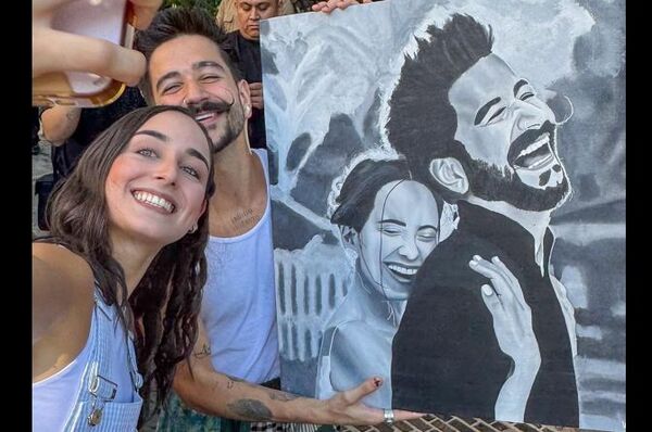 Paraguaya le hizo un retrato a Camilo con Evaluna y el artista quedó encantado
