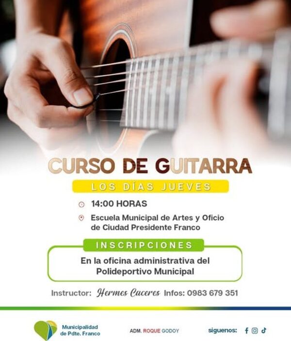 Escuela de Oficios Municipal de Franco habilita inscripción para curso gratuito de guitarra