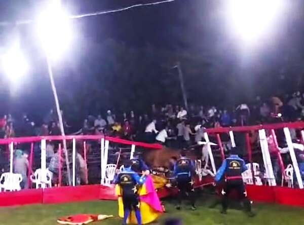 Video: susto en fiesta taurina de Sapucái, un toro se escapa y causa pánico entre el público - Nacionales - ABC Color