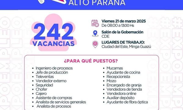 Más de 240 oportunidades laborales en la Expo Empleo Alto Paraná