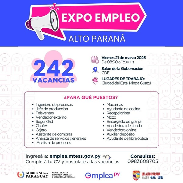 Expo Empleo en Alto Paraná: más de 240 oportunidades laborales en un solo lugar - ADN Digital