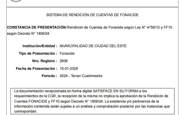Municipalidad de Ciudad del Este busca destrabar recursos tras rendición de cuentas
