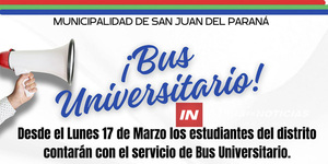 SAN JUAN DEL PNÁ. HABILITA SERVICIO DE BUS UNIVERSITARIO PARA ESTUDIANTES