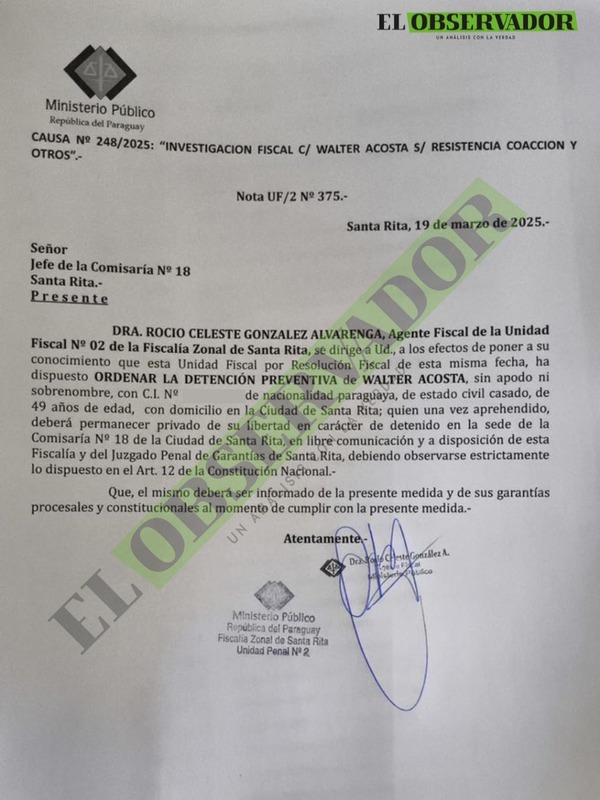 Ordenan detención de abogado que agredió a funcionaria del INTN en Santa Rita