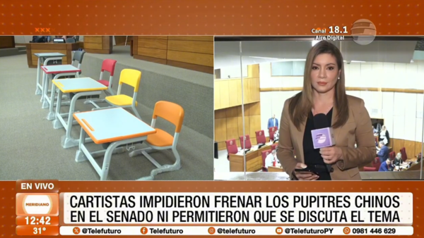 Cartistas bloquean debate sobre pupitres chinos en el Senado