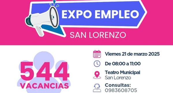 Expo Empleo se realizará este viernes 21 de marzo en San Lorenzo