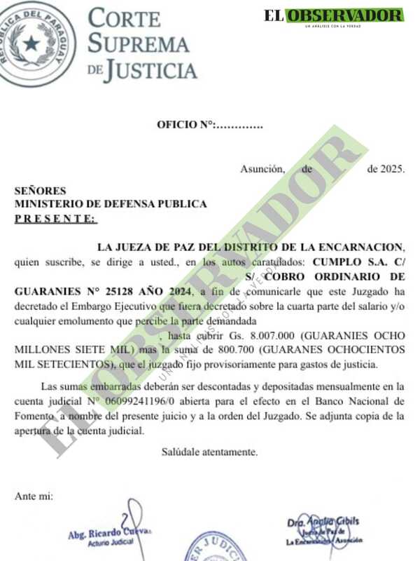 Mafia de pagarés: Usan oficio, sin número, ni fecha, pero con firma de jueza, para apretar