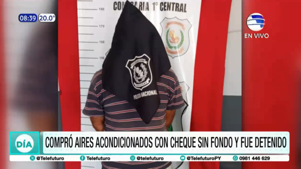 Compró acondicionadores de aire con cheque sin fondos y fue detenido