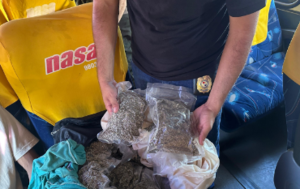 Detienen a hombre con 5.8 kg de marihuana SKUNK en bus de larga distancia