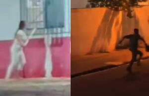 [VIDEO] ¡Hesúkena! Le pilló ndajeko en un motel al y con feroz caño comenzó a correrle por la calle