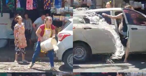 La Nación / Vendedoras y compradores pelearon por estacionamiento en el Mercado 4