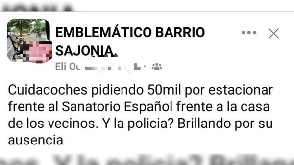 Cuidacoches "pedían" G. 50 mil por estacionar en zona del Defensores, denuncian