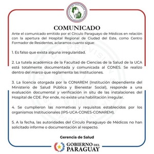 IPS desmiente al Círculo Paraguayo de Médicos - ADN Digital