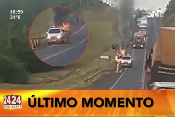 Vehículo se incendia sobre la ruta PY06, en Itapúa - SNT