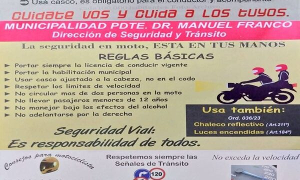Promueven uso de casco en Franco