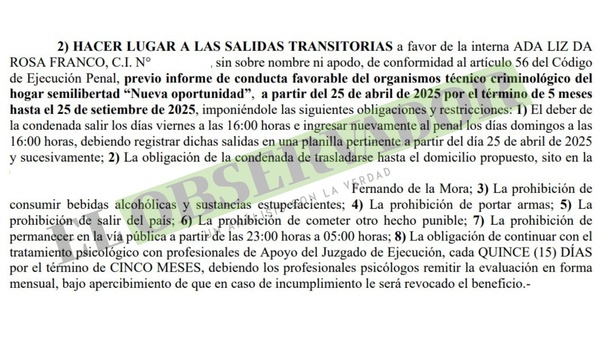 Esposa del expolicía Roberto Osorio, condenada por enriquecimiento, accede a salidas transitorias  