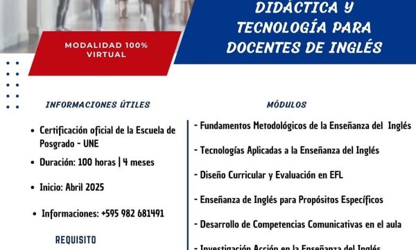 Ofrecen Diplomado en Didáctica y Tecnología para docentes de Inglés