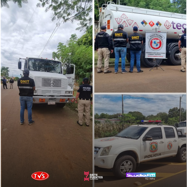 Incautación de un camión por transporte ilegal de combustible en Coronel Bogado - TVS