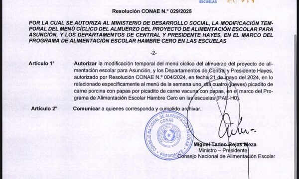 Sacan de menú el picadito de cerdo