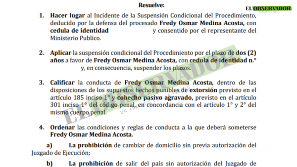 PMT procesado por coima deberá pagar G 24 millones como reparación del daño