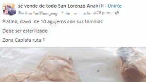 Ofrecen platino quirúrgico y clavos USADOS en las redes