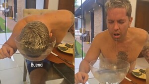 Chirola Ruiz Díaz mostró que hace rarófilo ritual con hielo al despertarse