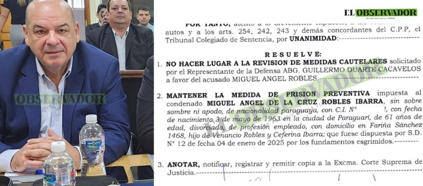 Tribunal mantiene prisión preventiva de Miguel Robles, por considerar que podría fugarse debido a la pena que recibió