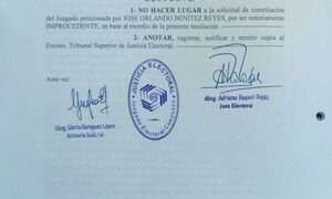 TSJE tilda de improcedente pedido de José Benítez para asumir en el 3 de Febrero