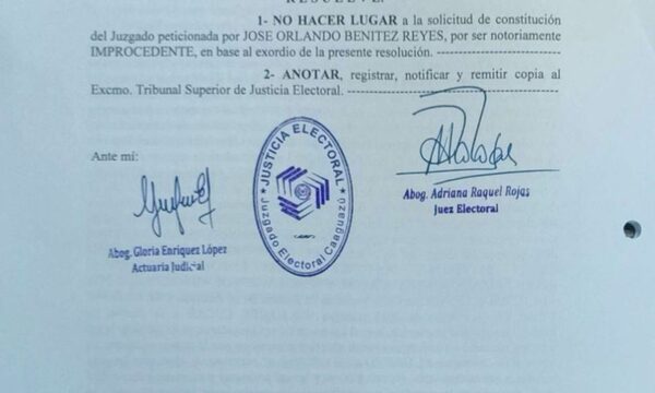 TSJE tilda de improcedente pedido de José Benítez para asumir en el 3 de Febrero