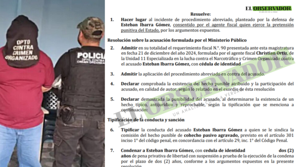 Exguardiacárcel condenado en proceso abreviado deberá pagar G 15 millones como reparación de daño social 