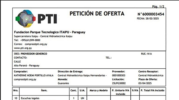 Fundación de Itaipú solicita equipamiento de espionaje