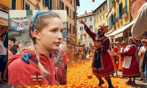 Arquera de la albirró fue encontrada por un instagramer disfrutando de un curioso carnaval de Italia