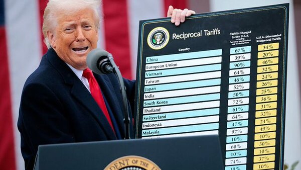 Trump lanzó sus aranceles al mundo: 34% para China, 32% para Taiwán, 20% para la UE y 10% para Argentina, Chile y Brasil
