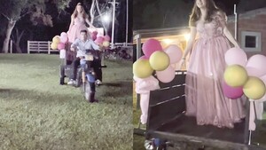 Llegó a su fiesta de quince en motocarro y encantó al rollo